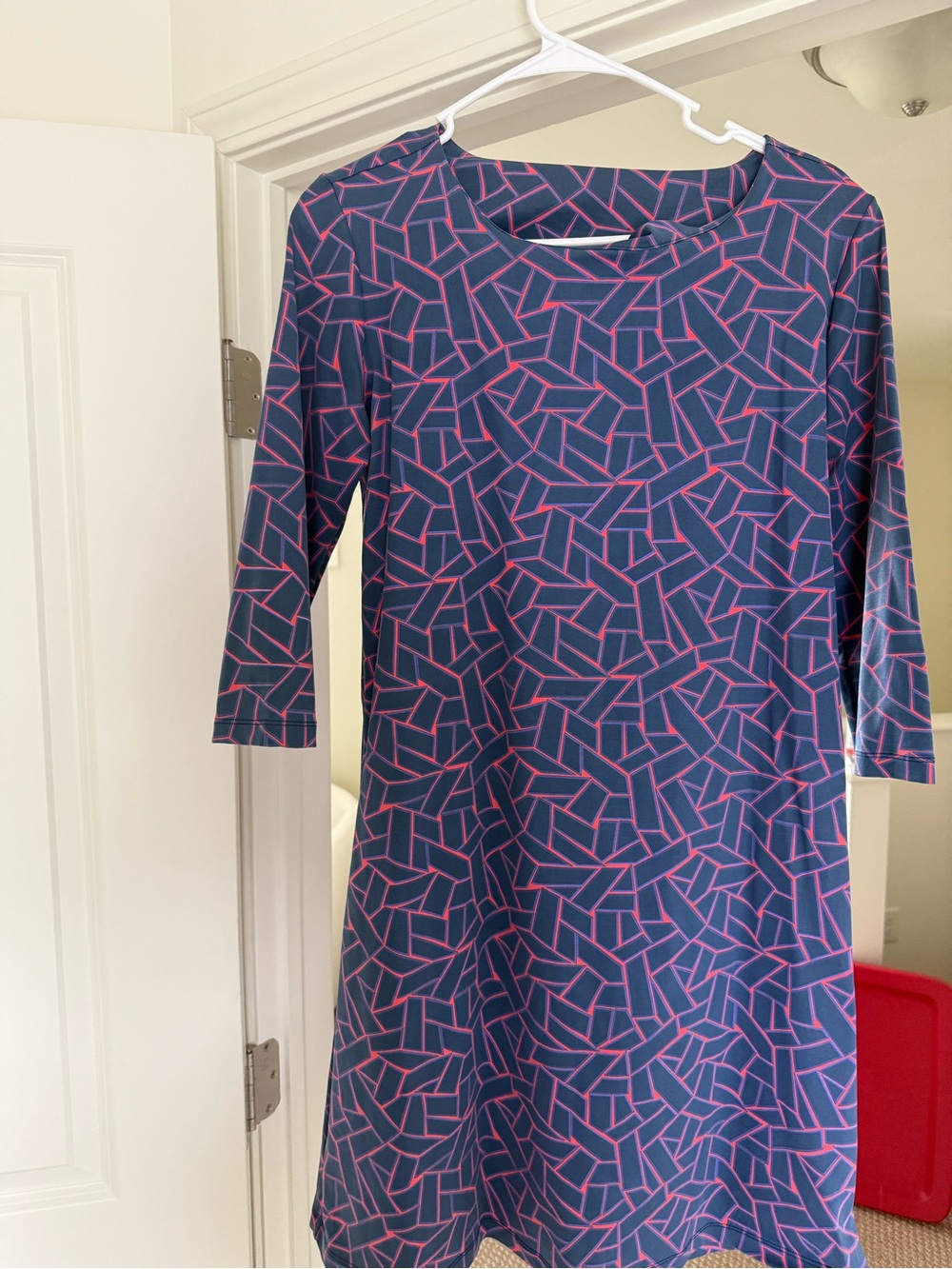 MAHI GOLD Navy Blue Dress with Pink Geometric Print